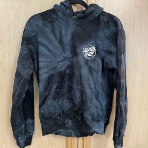Santa Cruz hoodie black and grey tie dye worn once